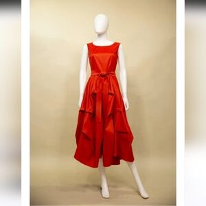 SAMUEL DONG Elegant Orange Red Sleeveless Dress XL
